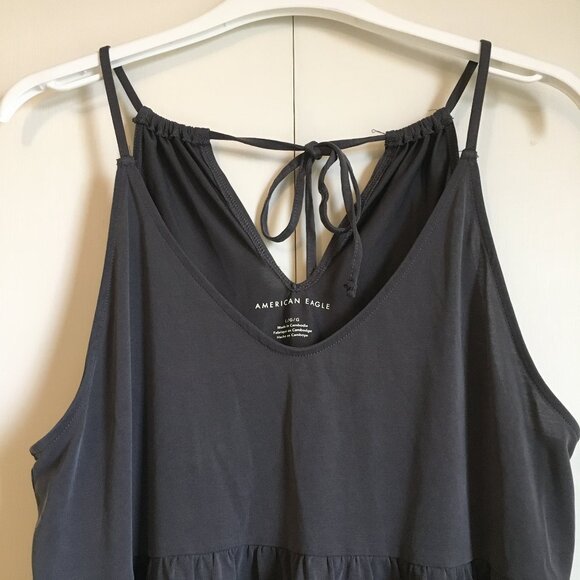 American Eagle Outfitter Graphite Grey Soft Baby Doll Style Tie Up Tank - Picture 3 of 14